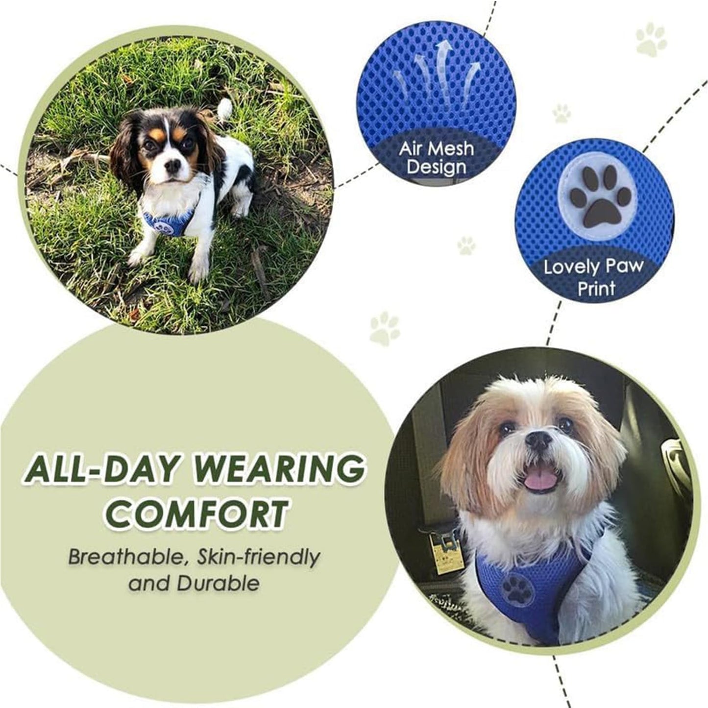 Dog Car Harness Seat Belt, Harness & Seatbelt with 2 in 1 Buckle