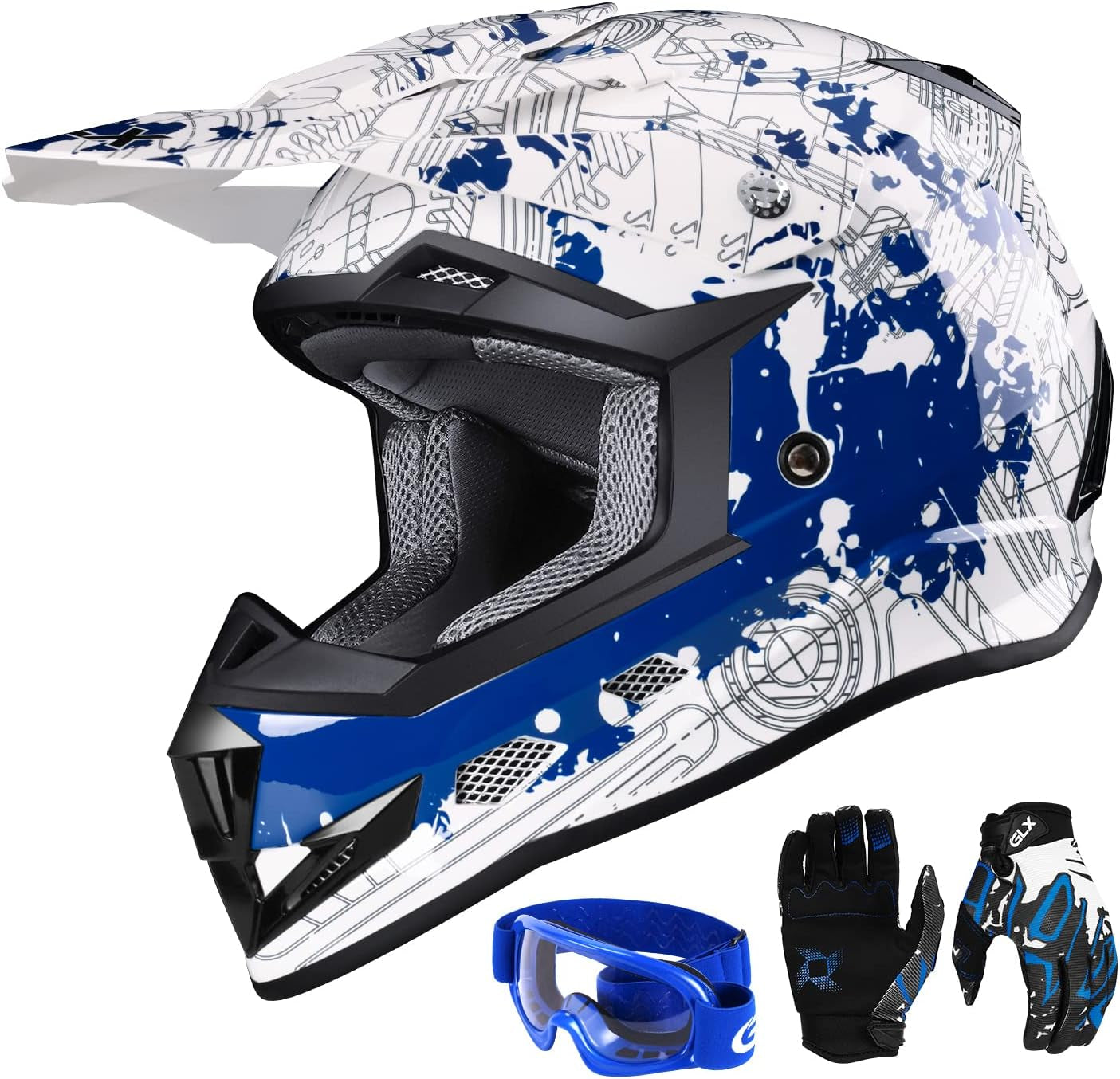 GX623 Youth ATV & Dirt Bike Helmet Combo, DOT