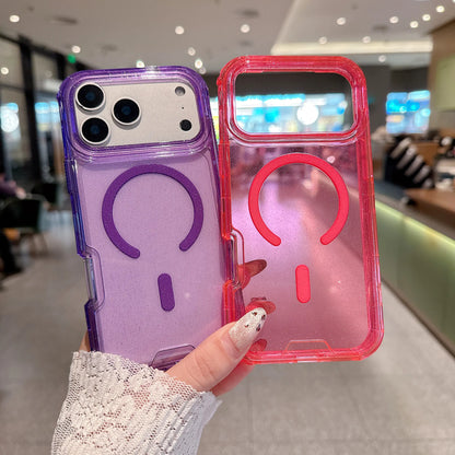Bling Glitter Magnetic Translucent Case for Iphone 17 Pro Max 16 15 14 Matte Case Compatible with Magsafe Military Grade Drop Protection Anti-Scratch Shockproof Protective Phone Case Cover