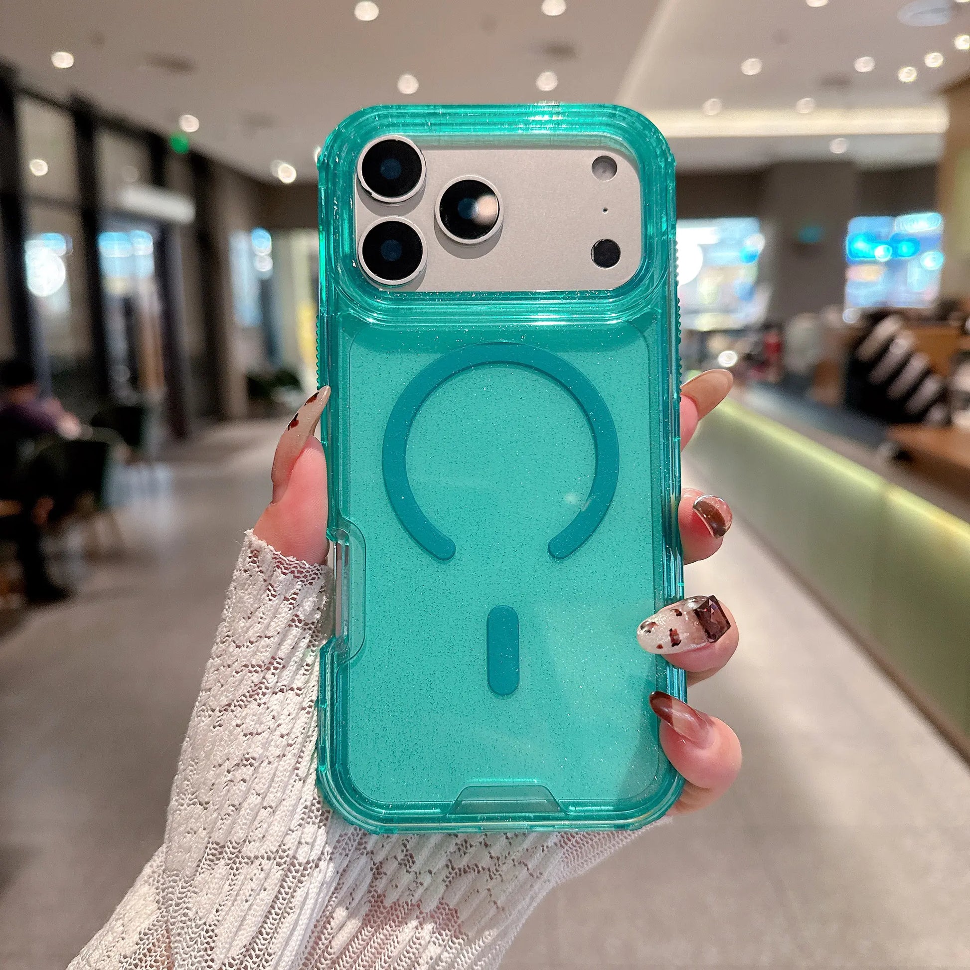 Bling Glitter Magnetic Translucent Case for Iphone 17 Pro Max 16 15 14 Matte Case Compatible with Magsafe Military Grade Drop Protection Anti-Scratch Shockproof Protective Phone Case Cover