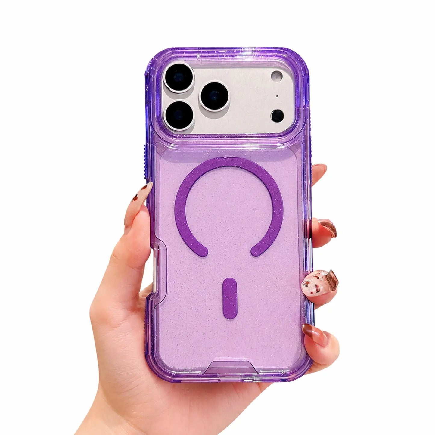 Bling Glitter Magnetic Translucent Case for Iphone 17 Pro Max 16 15 14 Matte Case Compatible with Magsafe Military Grade Drop Protection Anti-Scratch Shockproof Protective Phone Case Cover