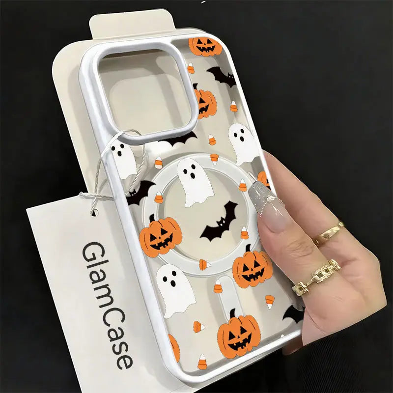 Jack O Lantern Ghost Bat Candy Corn Phone Case，Simple Cartoon Halloween Style for Iphone 17 16 15 14 13 12 11 plus Pro Max, Spooky Holiday Gift