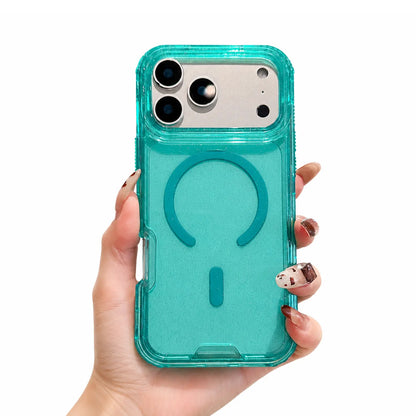 Bling Glitter Magnetic Translucent Case for Iphone 17 Pro Max 16 15 14 Matte Case Compatible with Magsafe Military Grade Drop Protection Anti-Scratch Shockproof Protective Phone Case Cover