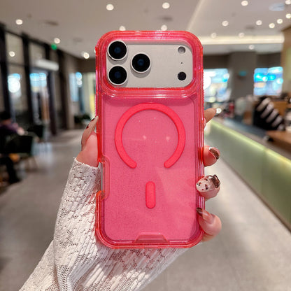Bling Glitter Magnetic Translucent Case for Iphone 17 Pro Max 16 15 14 Matte Case Compatible with Magsafe Military Grade Drop Protection Anti-Scratch Shockproof Protective Phone Case Cover