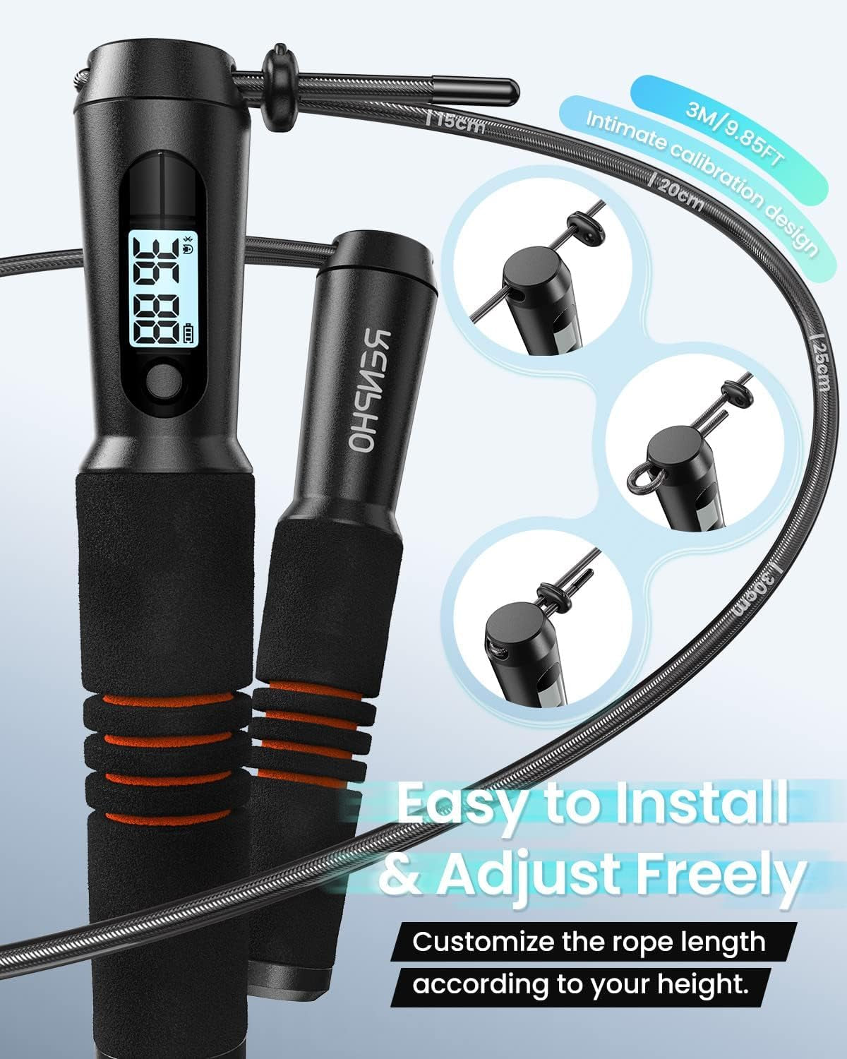 RENPHO Smart Jump Rope with Integrated Counter, App Connectivity, and LCD Display