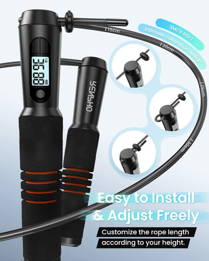 RENPHO Smart Jump Rope with Integrated Counter, App Connectivity, and LCD Display