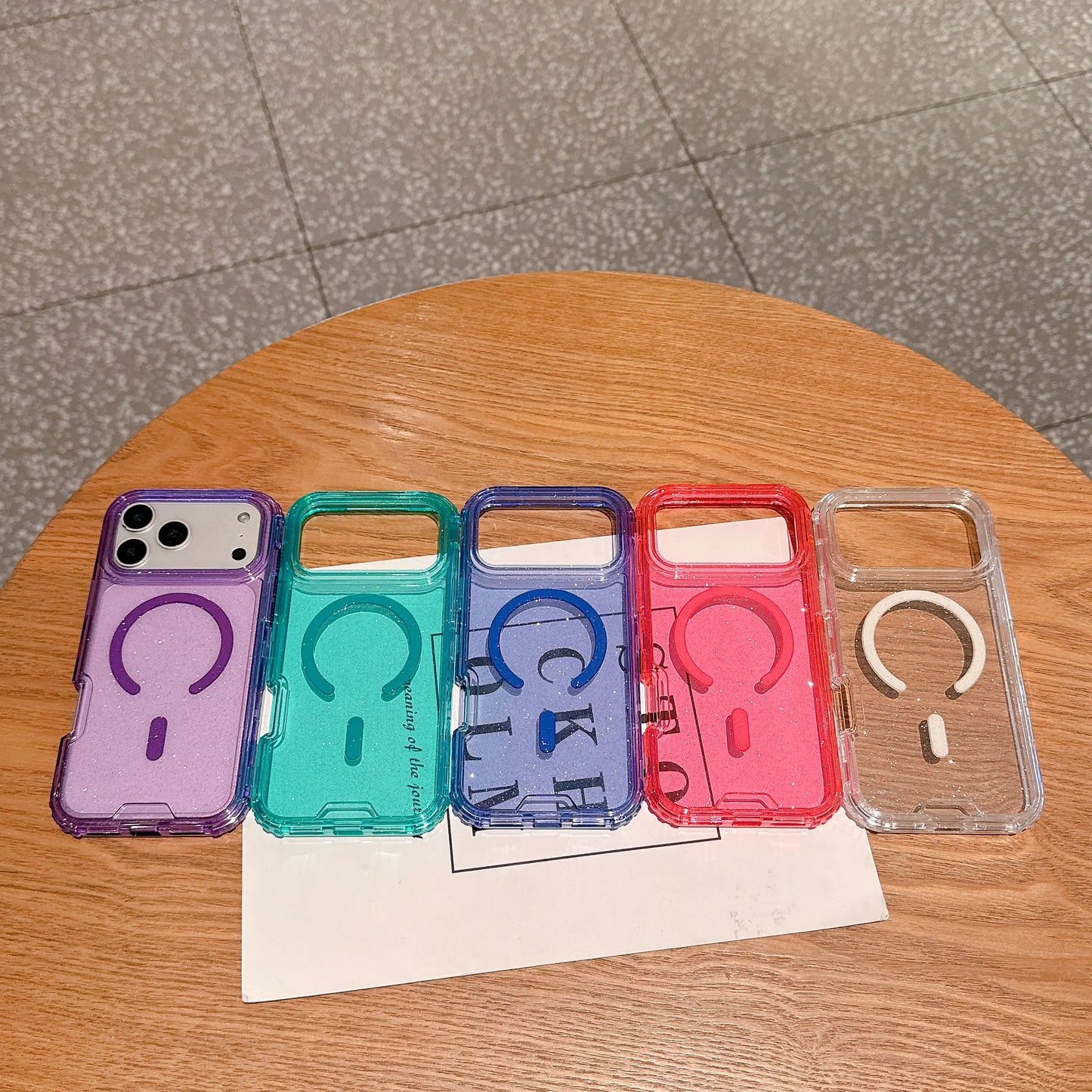 Bling Glitter Magnetic Translucent Case for Iphone 17 Pro Max 16 15 14 Matte Case Compatible with Magsafe Military Grade Drop Protection Anti-Scratch Shockproof Protective Phone Case Cover