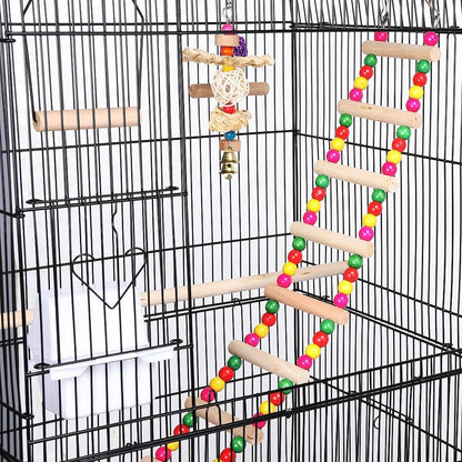 Yaheetech 39" Roof Top Flight Cage with Toys, Wrought Iron Bird Cage for Cockatiels, Conures, Lovebirds, Budgies & Small Birds