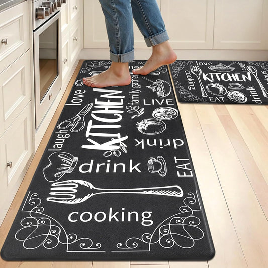 anti Fatigue Kitchen Rugs Set of 2, Cushioned Kitchen Mats for Floor