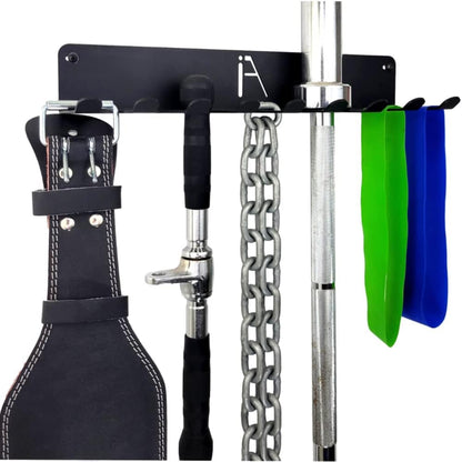 Heavy-Duty Multi-Purpose Gym Storage Rack for Lifting Belts, Chains, Exercise Bands, and Jump Ropes (Includes Mounting Hardware)