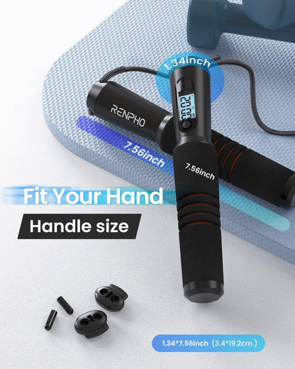 RENPHO Smart Jump Rope with Integrated Counter, App Connectivity, and LCD Display