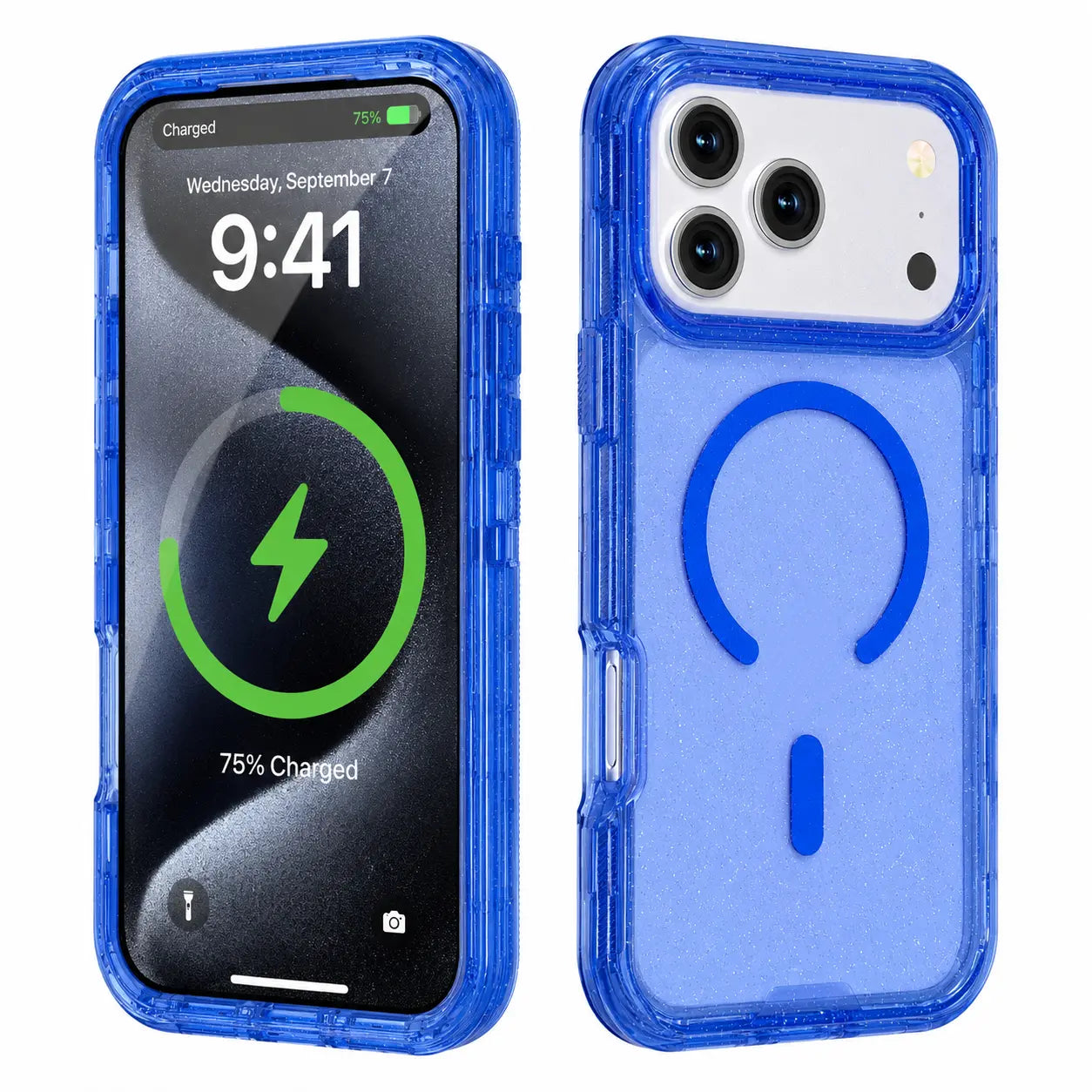 Bling Glitter Magnetic Translucent Case for Iphone 17 Pro Max 16 15 14 Matte Case Compatible with Magsafe Military Grade Drop Protection Anti-Scratch Shockproof Protective Phone Case Cover