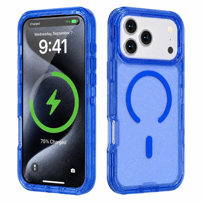 Bling Glitter Magnetic Translucent Case for Iphone 17 Pro Max 16 15 14 Matte Case Compatible with Magsafe Military Grade Drop Protection Anti-Scratch Shockproof Protective Phone Case Cover
