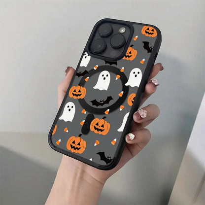 Jack O Lantern Ghost Bat Candy Corn Phone Case，Simple Cartoon Halloween Style for Iphone 17 16 15 14 13 12 11 plus Pro Max, Spooky Holiday Gift